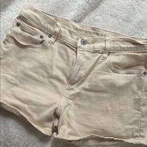 American Eagle Cream Denim Shorts